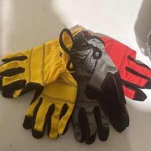Firm Grip Tough Working Gloves Size Large 3 Pack ~  Red, Yellow, Gray